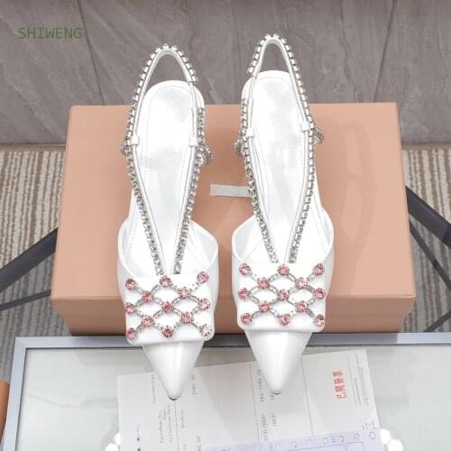 Women Pointed Toe High Heel Pumps Elegent Lady Crystal Decoration High Heels New Spring 2021 Women Office Wedding Shoes