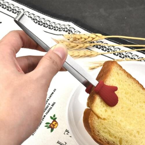 Food Clip Portable Cute Stainless Steel Mini Hand-Shaped Ice Cube Sugar Tong for Kitchen Silicone food clip