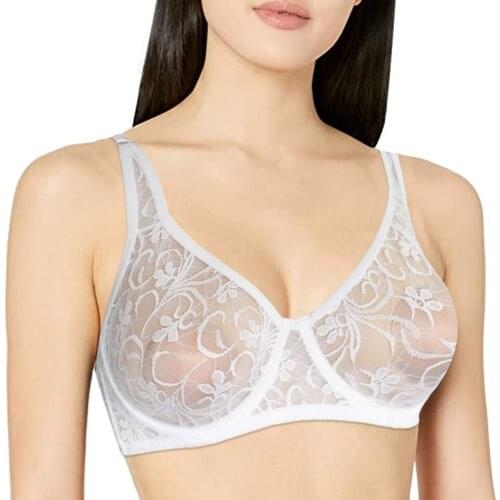 White And Sky Blue Ultra Thin Plus Size Female Lace Bras Transparent Sexy Lingerie Underwire Underwear Women Bralette Brassiere