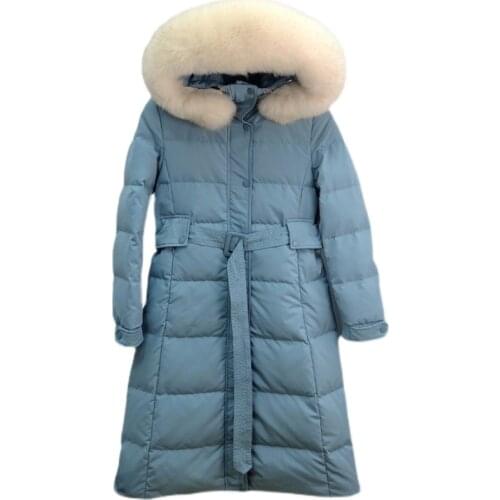 Winter Down Coats and Jackets Women Thicken Hooded Jacket Famale Real Fox Fur Collar Parkas Woman Chaquetas Para Mujer SQQ139