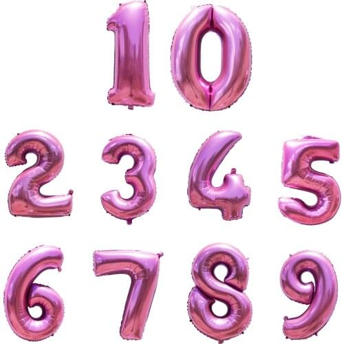 1pc 32 inch Number 0-9 Foil Balloons Kids Party Decoration Birthday Adult Anniversary Wedding Party Decor Blue/Pink