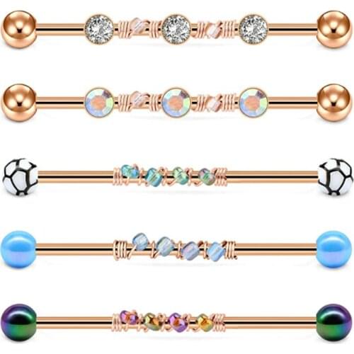 14G 6PCS 38mm Stainless Steel Industrial Barbell Ear Cartilage Helix-Conch Piercing Bar 1 1/2 Inch