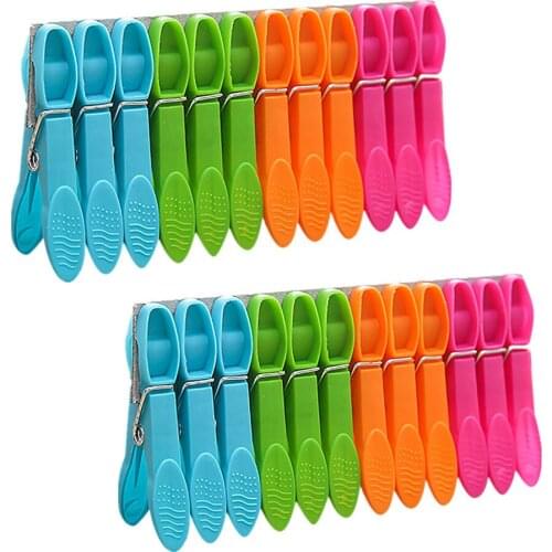 24pcs Laundry Clothes Pins Hanging Pegs Clips Plastic Cabides Hangers Racks Clothespins Kitchen Quality Hangers #P2
