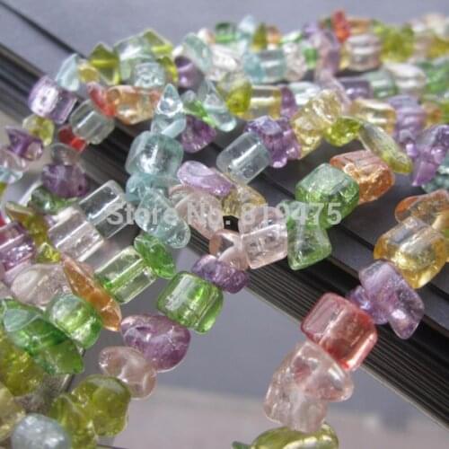 30" Glass beads Crack Irregular Chip Beads Mix Color for jewelry making Wholesale and Retail