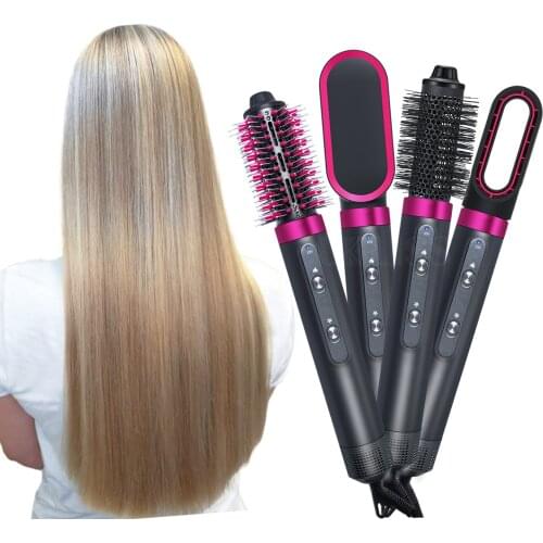 4 In 1 MultiFunctional Hair Dryer Comb Hot Air Styler Comb Straightening Curling Iron Roll Styling Brush Hair Styling Tool