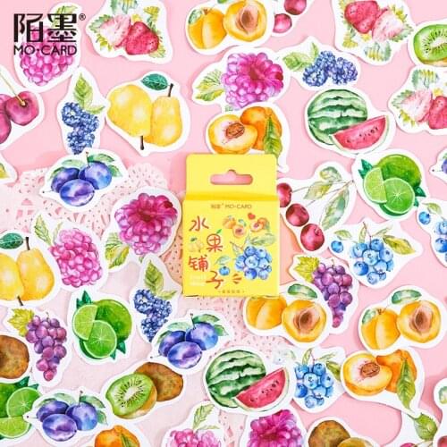 45Pcs/box Fruit Decorative Sticker Cute Sticker Scrapbooking Diary Planner Cherry Watermelon Stick Label Journal Supplies