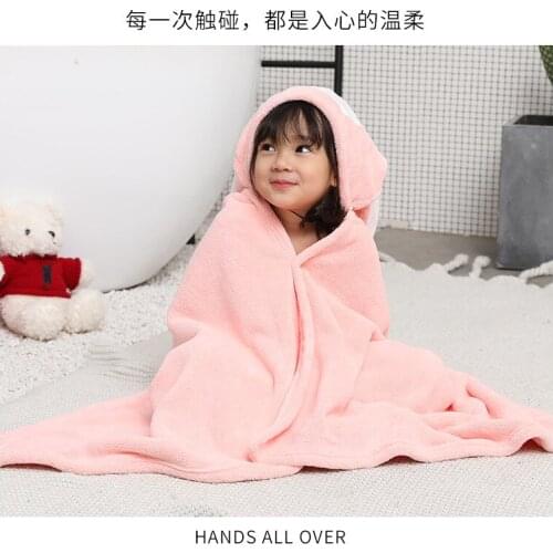 88x150cm thick coral fleece hat bath towel children cartoon cloak air conditioning blanket household absorbent baby shower cloak