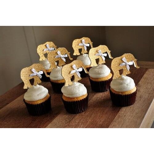 Glitter Jungle Elephant birthday Cupcake Toppers bachelorette party wedding baby bridal shower toothpicks