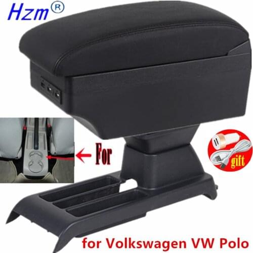 For Volkswagen VW Polo 9N 02-2009 2005 2006 2007 2008 Storage Box Center Console Leather Cup Holder Dual Layer Armrest Arm Rest