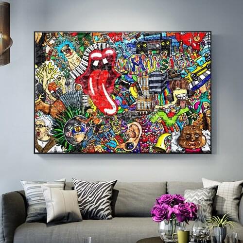 Graffiti Art Poster Painting Prints HD Pictures Printed on Canvas Used for Home Room Aesthetics Decoration Wall Art