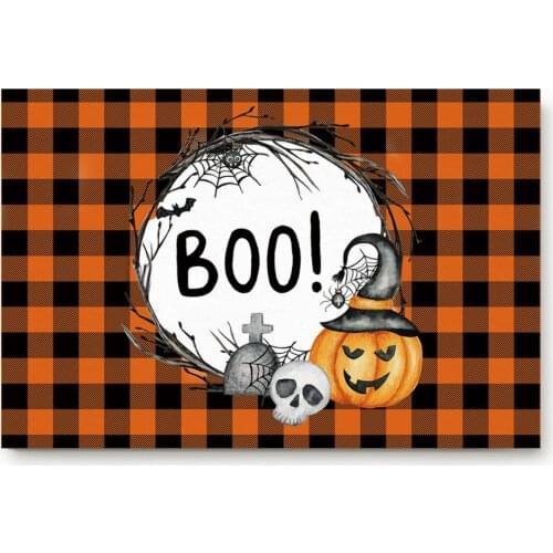 Bedroom Carpet Pumpkin Lattice Floor Mats Doormat Style A Halloween Terylene 40*60cm Home Decorations Introduction To Decorate
