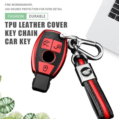 KIQI TPU Leather Car Key Case Cover Protector for Mercedes Benz CLS CLA GL R SLK AMG A B C S Class Remote Holder Accessories