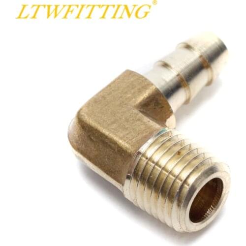 LTWFITTING 90 Deg Elbow Brass Barb Fitting 5/16 ID Hose x 1/4" Male NPT Air Gas