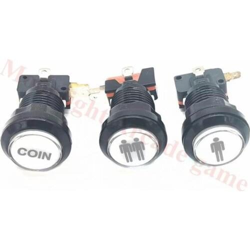 32MM Black edge Small round illuminated Push Button 1P 2P COIN Logo 12V LED Button Arcade round push button switch