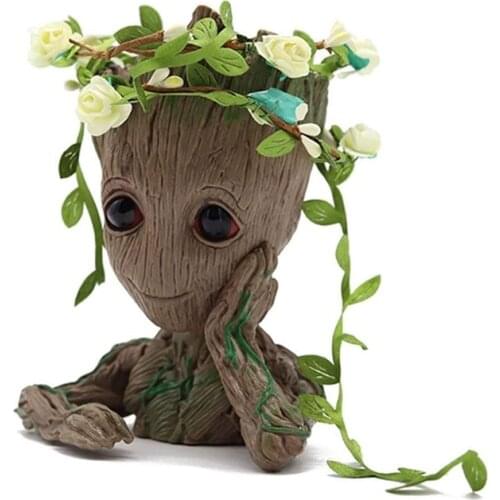 Cute Groot plant flowerpot succulent bonsai potted Resin statue kids toy pen holder storage box for garden Ornaments home decor