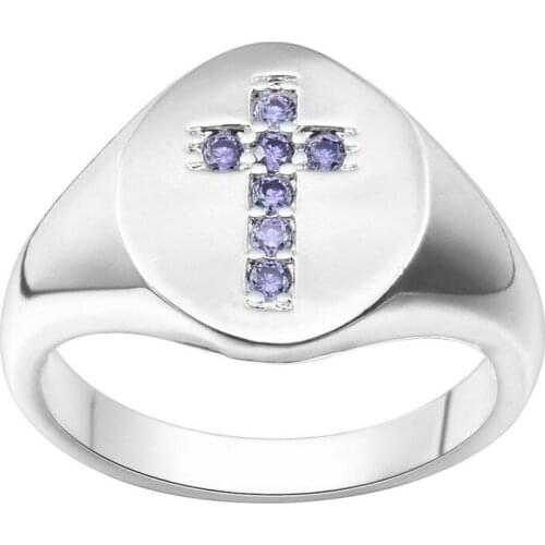 Fashion Female Wedding Ring High Quality Engagement Party Cross Purple Zircon Elegant Stylish Jewelry Rings