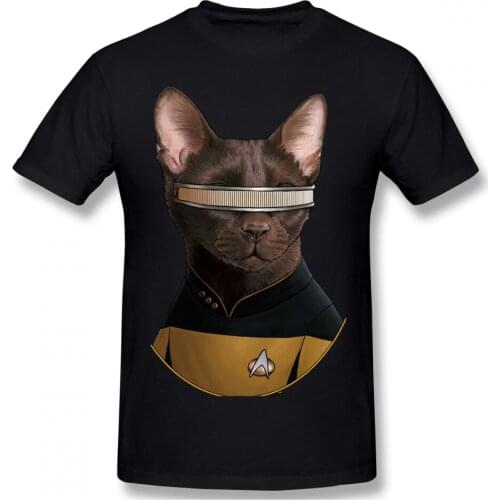 LaForge Cat Formation Comfort Clothes Fashion Design Star Trek Science FictionTV Series Cotton Men T-Shirt