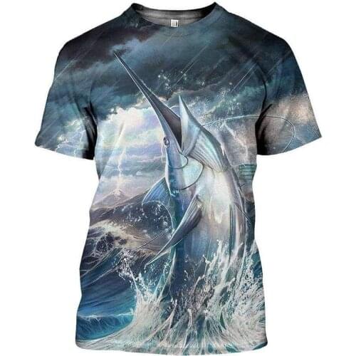 Mens Summer Short-Sleeved Shirt Fishing Enthusiast T-Shirt Luya Fishing 3d Print T Shirts