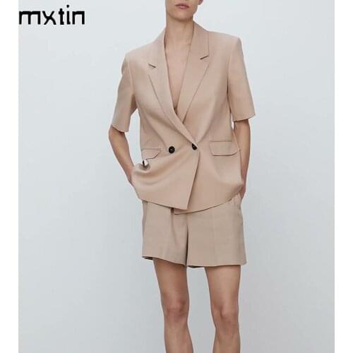Mxtin Women's Blazers With Short Sleeves