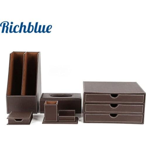 High Quality Office Desk 5-Piece Set Pen Pencil Holder Business Card Stand Storage Organizer Box Tissue Dispenser T09