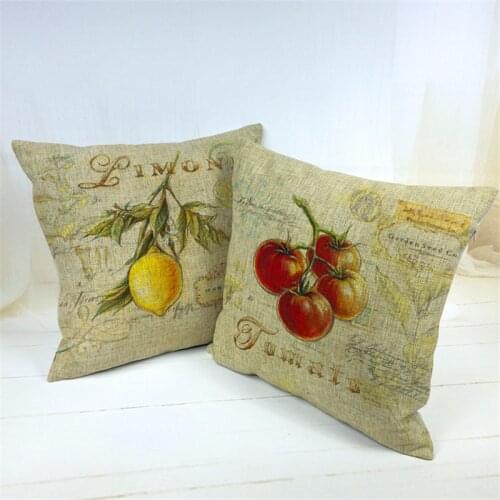 New Summer Yellow Fruits Pillow Cover Lemon Orange 4pcs Tomatoes Cushion Cover Eat Plants Cotton Linen Decorative Throw Pillows