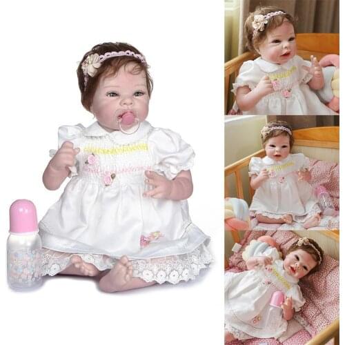 NPK 22inch 55CM collectibles art doll soft body100% lifelike baby painting reborn body handmade cloth doll detailed F0G4