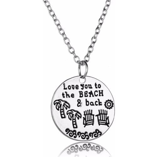 24PC/Lot Tree Sunshine Love You To The Beach & Back Pendant Necklace Women Men Lovers Summer Holiday Party Gifts Charm Jewelry