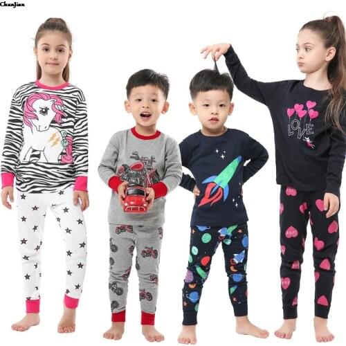 Summer Children Animal Cartoon Cotton Pajamas Girls Unicorn Pajamas Kids Nightwear Homewear Boys Pyjamas Sets Kids Clothing Sets