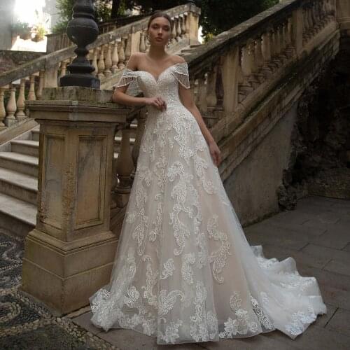 New Illusion Neckline A-Line Wedding Dress Appliques Backless Tulle White Bridal Gowns Vestido Noiva Floor Length Mariage