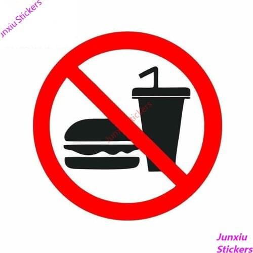 Warning Car Sticker Vinyl Decal Bike Bumber Window Camper No Food Drink Prohibited Cover scratches Fine Decal Decor PVC13x13cm
