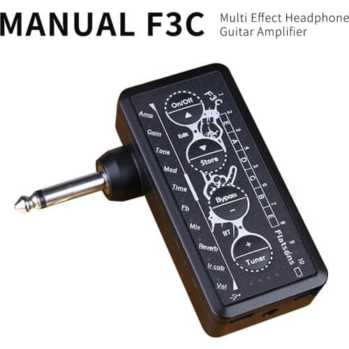 Manual F3C Multi effect headphone guitar amplifier，Mini portable，eadphone audio output，High fidelity distortion timbre
