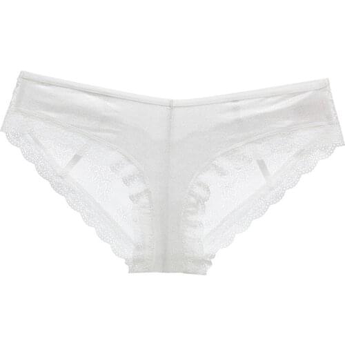 Sexy Lace Ladies Panties Low-waist Hollow Mesh Lace Edge Panties Comfortable Soft Breathable Hollow Cotton Crotch Panties A19182