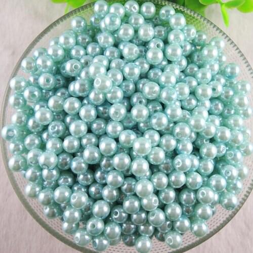 6 8 10 12 14mm Light Blue ABS Imitation Pearl Round Beads Wholesale Plastic Ball Fits Bracelet Necklace DIY Jewelry Making AS-13