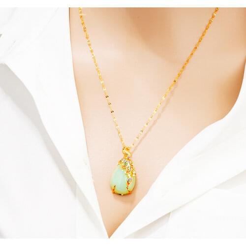 Temperament Jade Pendant Necklaces For Women Girls Classic Style Hetian Jade Gold Plated Necklace Daily Party Fashion Jewelry
