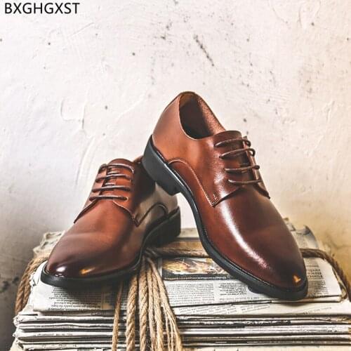 Oxford Leather Shoe for Men Luxury Designer Brown Men Dress Shoes Black Business Shoes Men Brand Italian Fashion Formal Party