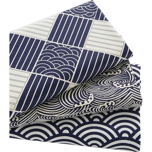 Japanese Wave Print Twill Cotton Fabric Bedding Home Textile Tecido Tela Patchwork Tissus Handmade Sewing Craft Cloth 100*160cm