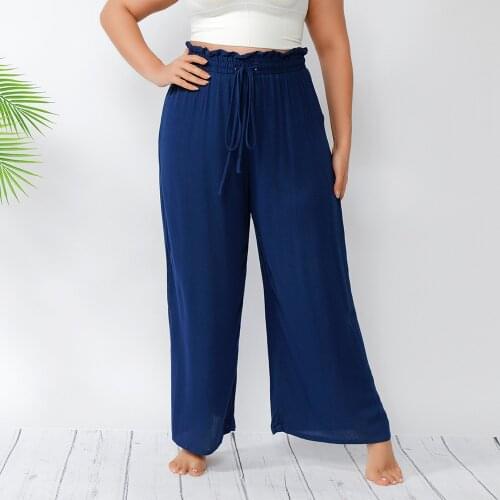 2021 L-4XL New Summer Women Pants Plus Size Female Loose Womens Trousers Oversize Maxi High Waist Womens Harem Wide Leg Pants