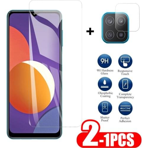1-2Pcs Screen Glass For Samsung M12 M 12 Screen + Camera Protector On For samsung a12 a42 m21s m12 screen Lens Tempered Glass