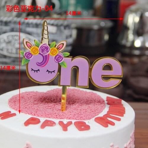 1pcs colorized unicorn one acrylic cake topper baby shower cake topper