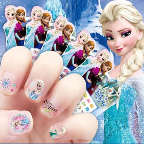 Random 1PC Childrens Nail Stickers Disney Princess Cartoon Anime Figure Frozen Mermaid Minnie Sofia The First Girls Hands Decor