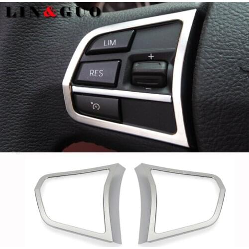2PCS Chrome Steering Wheel Buttons Cover Trim Car Styling Auto Accessories for BMW 5 series 520 525li 2011 2012 2013 2015