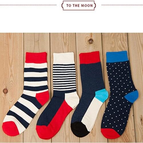 44 yards spring and autumn winter mens tube socks striped pattern small dot color sweat socks mens socks cotton socks 2020 new