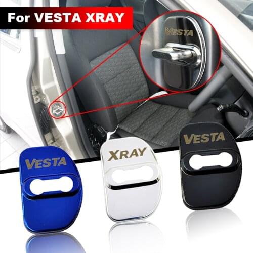 4PCS Stainless steel Car Door Lock Car sticker cover Protect Buckle Latch Car accessories For vesta xray Car stickers
