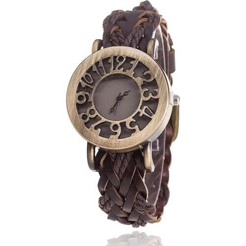 CCQ Women Vintage Quartz Watches Cow Leather Bracelet Watches Braided Women Dress Watches Dropshipping Relogio Feminino