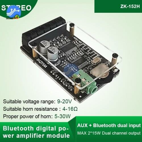 2X15W Dual-Channel Stereo Mini Bluetooth 5.0 Digital Power Amplifier Board Module AUX Amplifier Board TPA3110D2 amplificador