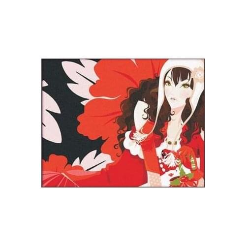 Girl in red painting by numbers on canvas DIY digital wall figure picture for living room home decor