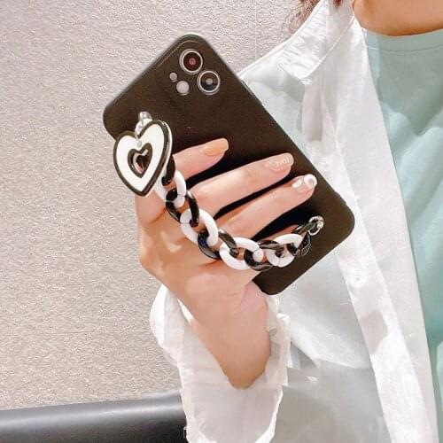 Korea Cute Love heart Bracelet wrist chain case for iphone 12 Pro Max MiNi 11 XR X XS 7 8 plus 6 SE Lens Camera Protection Cover