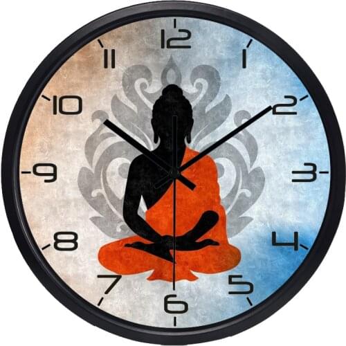 Creative Buddha Meditation New Design Living Room Temple Wall Clock Decor Silent Quartz Clock