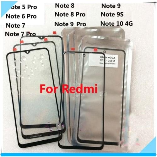 10PCS Laminated OCA Outer Glass Lens For Xiaomi Redmi Note 5 6 7 8 9 Pro 9s Note 10 4G LCD Touch Screen Lens Repair