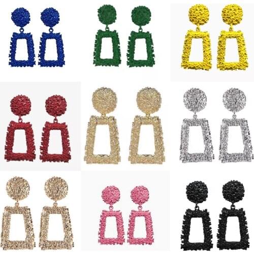 Fashion Personality Womens Earrings Tri-Color Metal Material Creative Geometric Shape Pendant Earrings 2021 Trend Party Gift